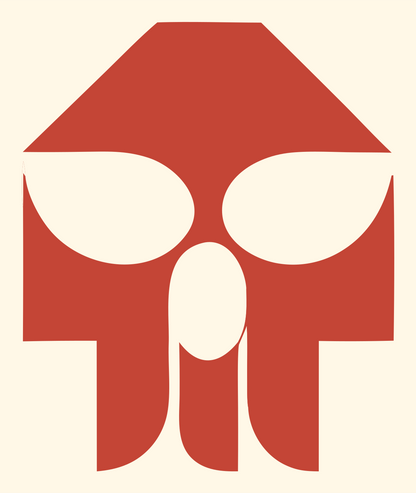 Bold Helmet Skull Crest #fff8e7/#c44536