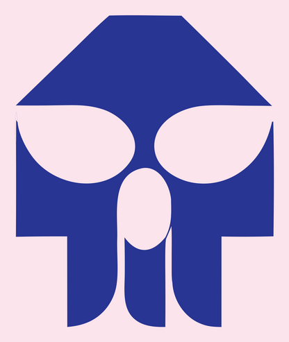 Bold Helmet Skull Crest #fce4ec/#283593