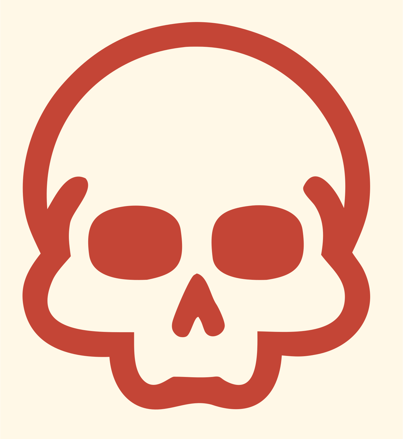 Monoline Skull Face Logo #fff8e7/#c44536