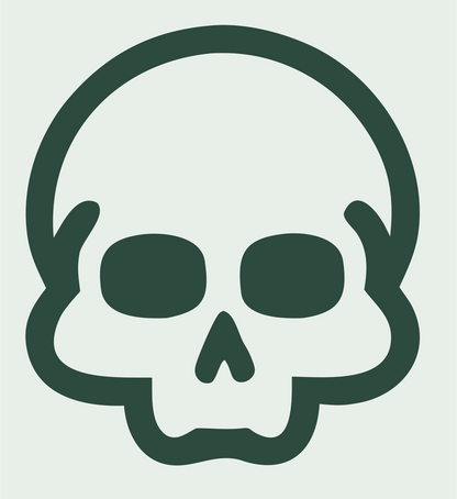 Monoline Skull Face Logo #e8efe9/#2d4a3e