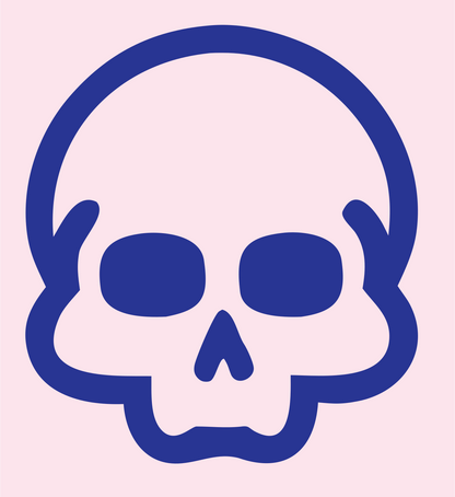 Monoline Skull Face Logo #fce4ec/#283593
