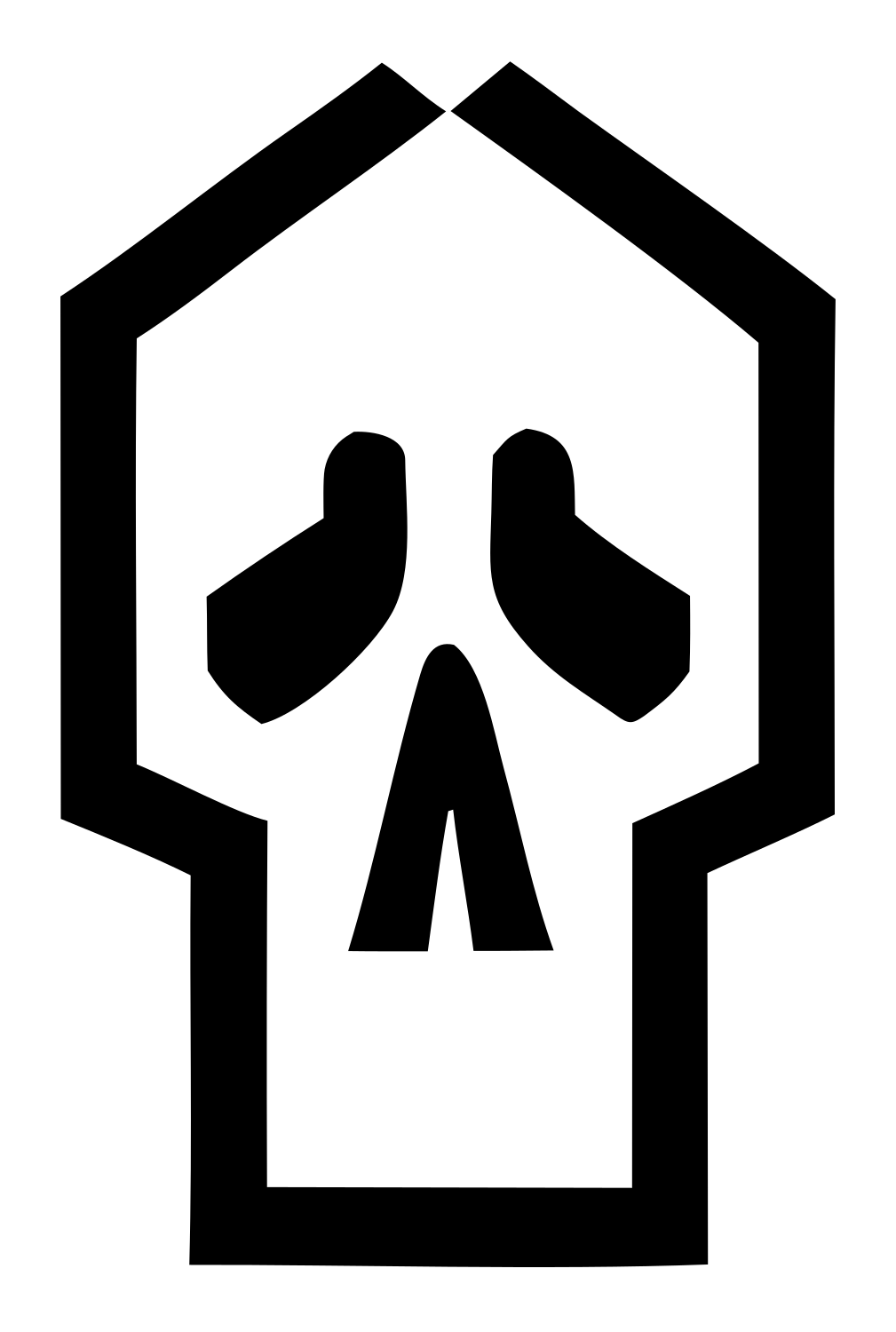 Geometric Skull Outline Badge #ffffff/#000000