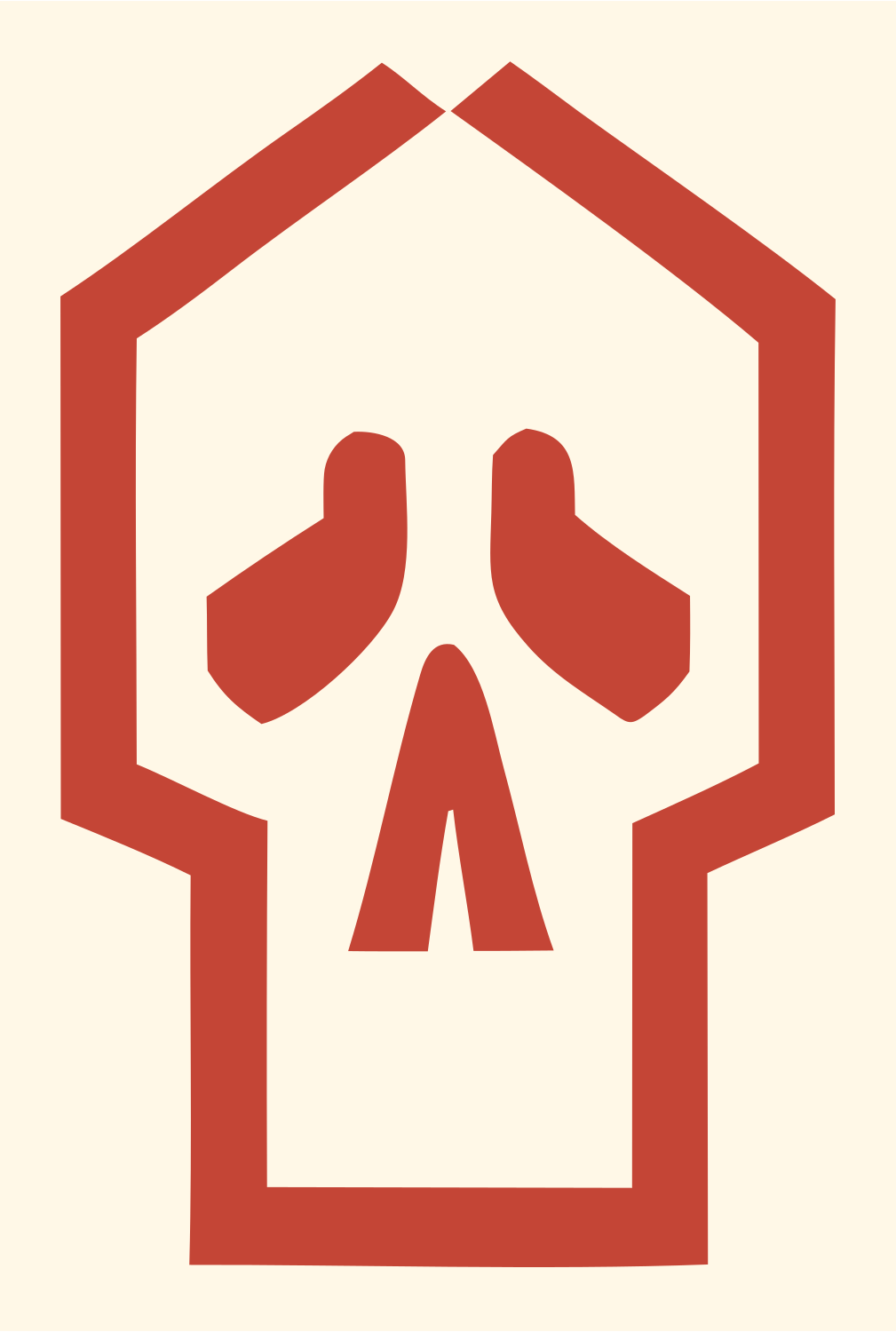 Geometric Skull Outline Badge #fff8e7/#c44536