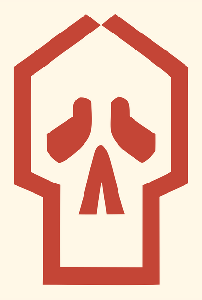Geometric Skull Outline Badge #fff8e7/#c44536