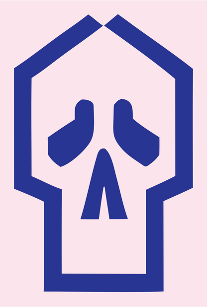 Geometric Skull Outline Badge #fce4ec/#283593