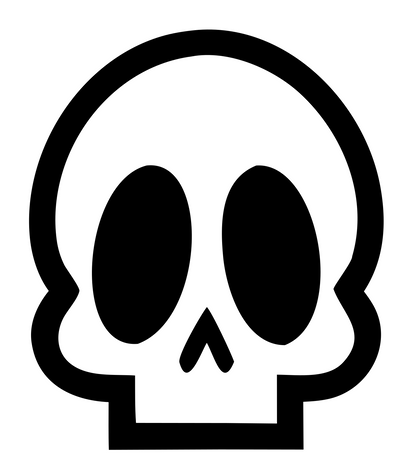 Cartoon Skull Monoline Mark #ffffff/#000000
