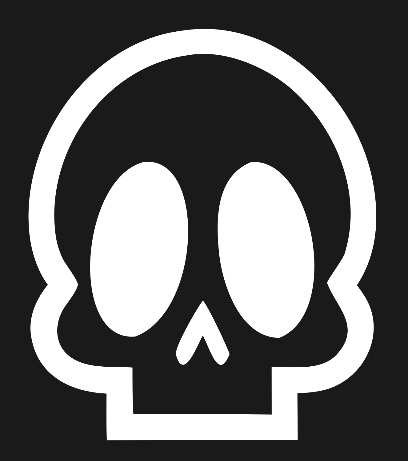Cartoon Skull Monoline Mark #1a1a1a/#ffffff