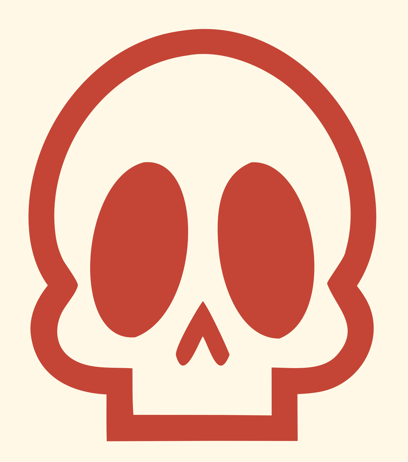 Cartoon Skull Monoline Mark #fff8e7/#c44536