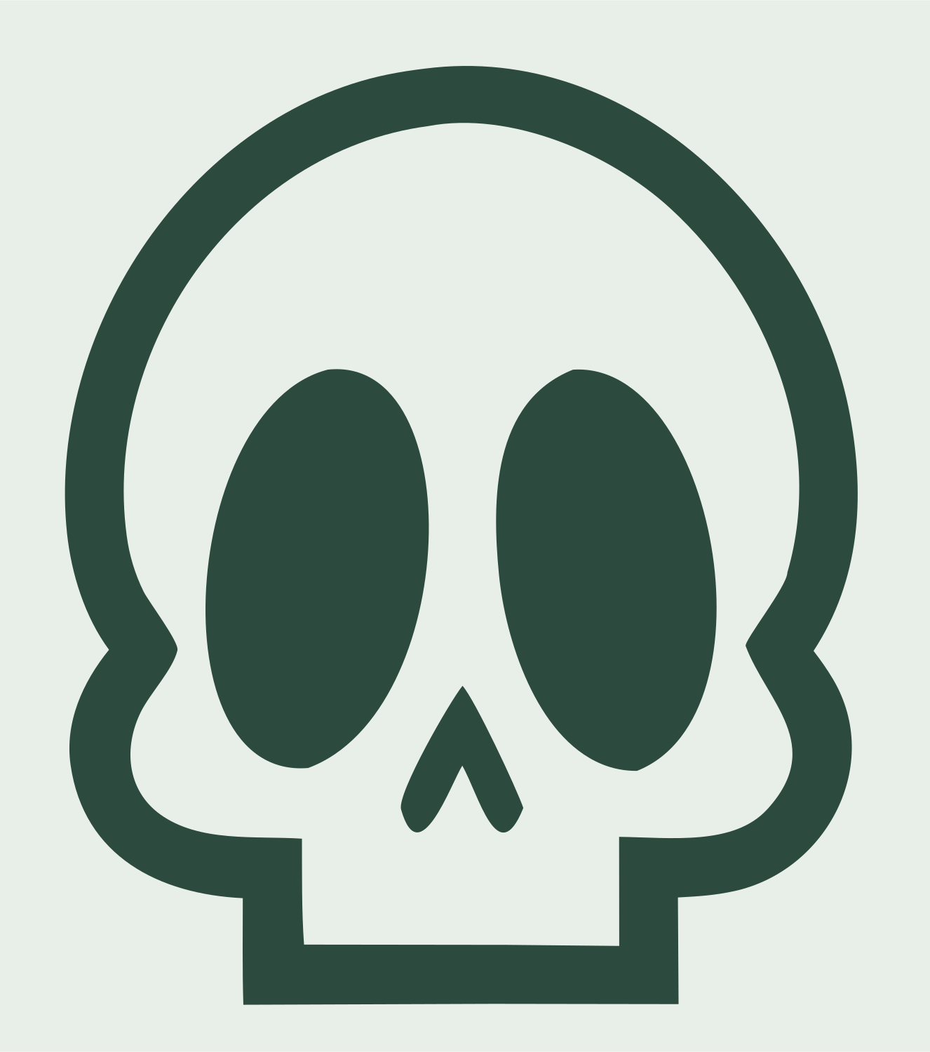 Cartoon Skull Monoline Mark #e8efe9/#2d4a3e