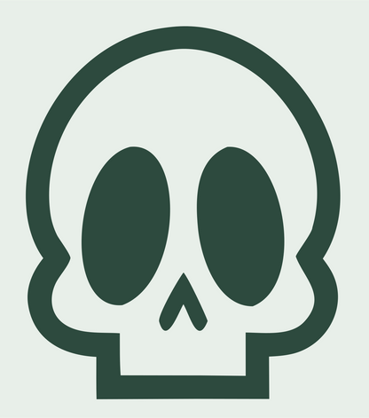 Cartoon Skull Monoline Mark #e8efe9/#2d4a3e