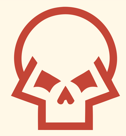 Angry Skull Monoline Emblem #fff8e7/#c44536