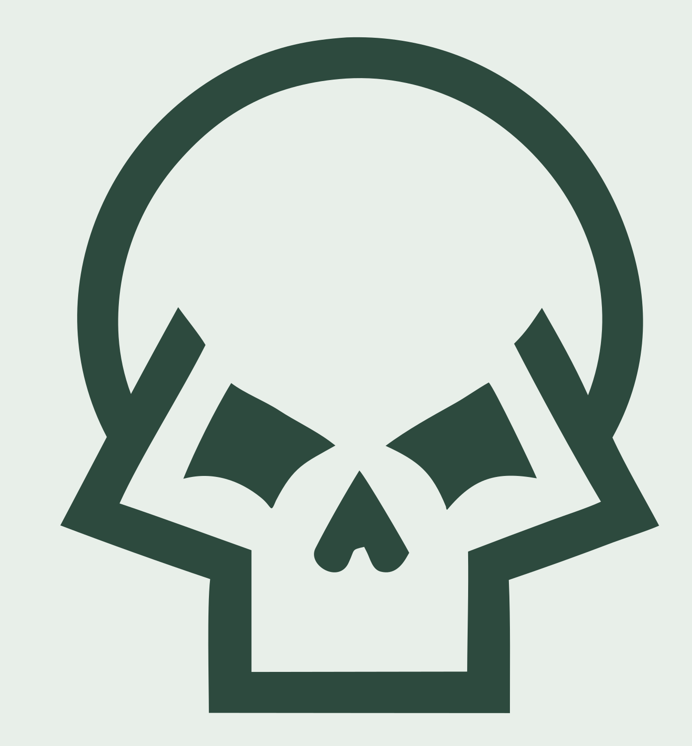 Angry Skull Monoline Emblem #e8efe9/#2d4a3e