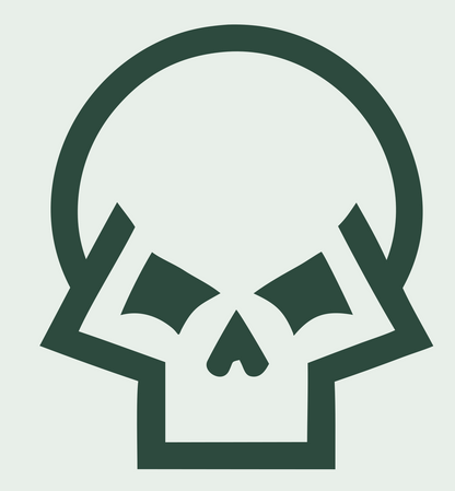 Angry Skull Monoline Emblem #e8efe9/#2d4a3e