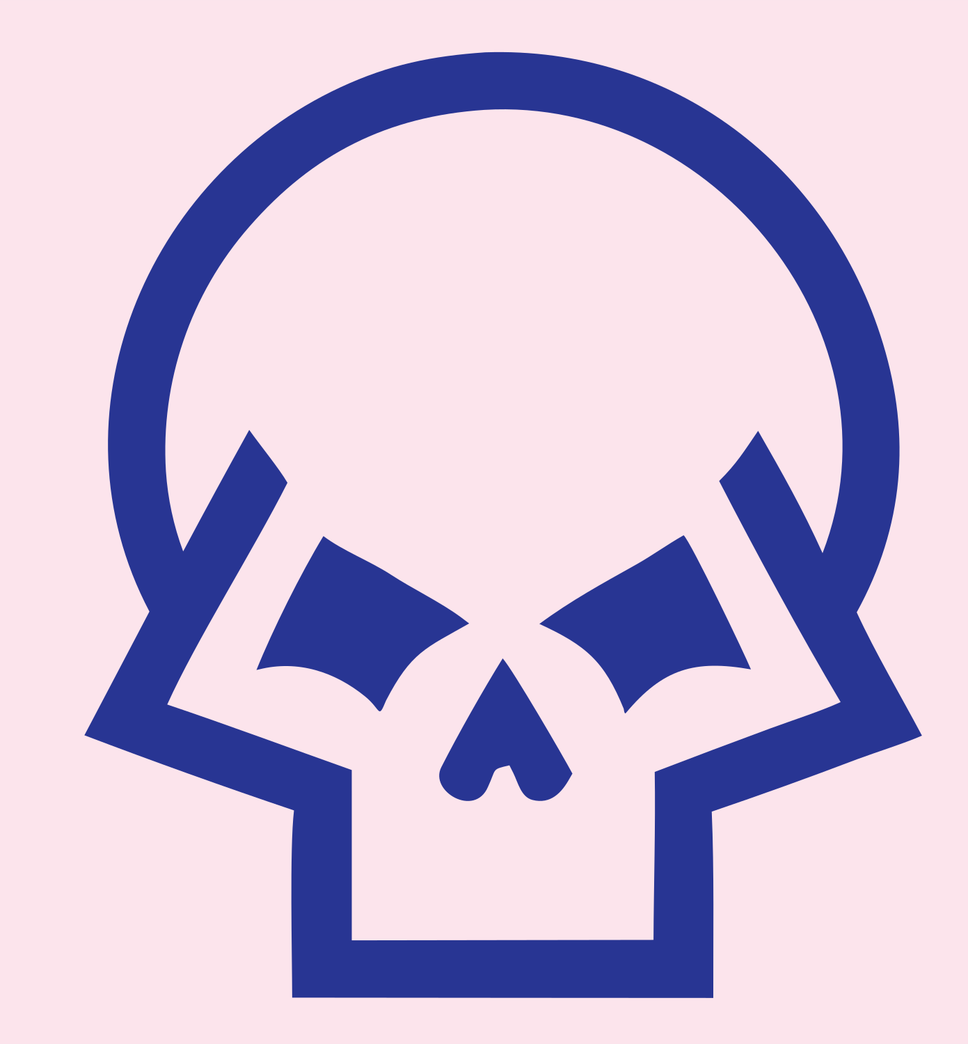 Angry Skull Monoline Emblem #fce4ec/#283593