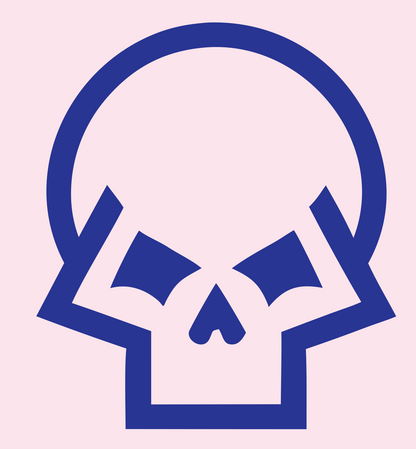 Angry Skull Monoline Emblem #fce4ec/#283593