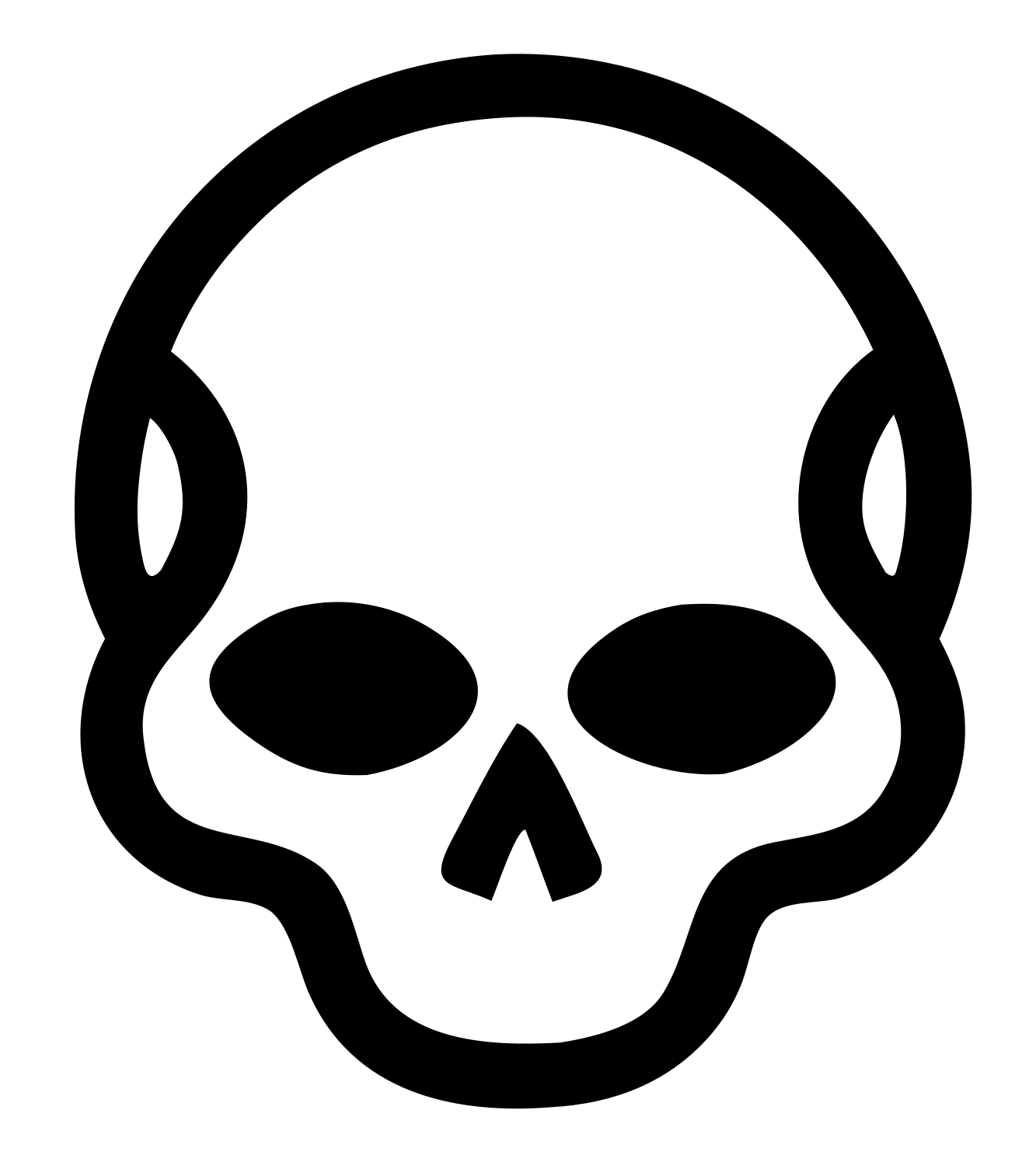 Monoline Skull Cranium Badge #ffffff/#000000