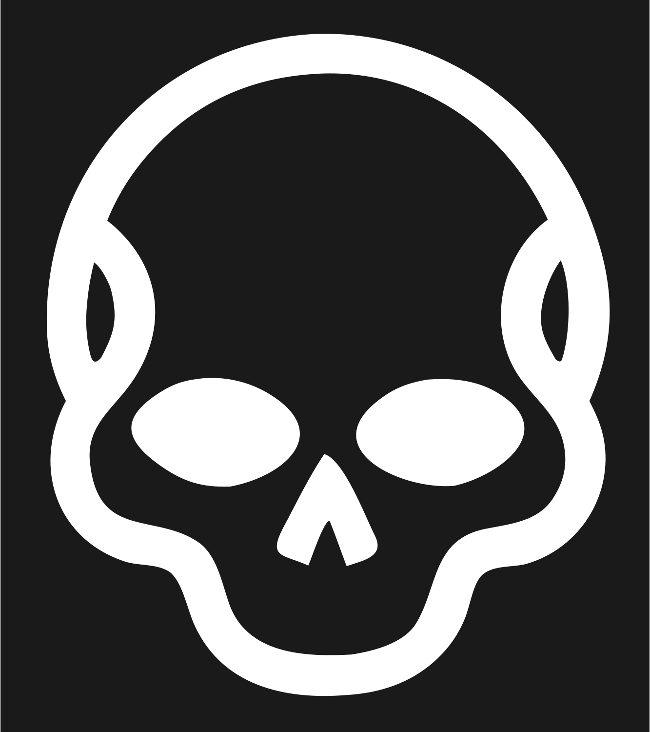 Monoline Skull Cranium Badge #1a1a1a/#ffffff
