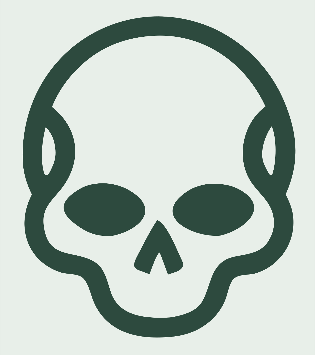 Monoline Skull Cranium Badge #e8efe9/#2d4a3e
