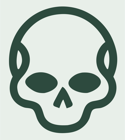Monoline Skull Cranium Badge #e8efe9/#2d4a3e