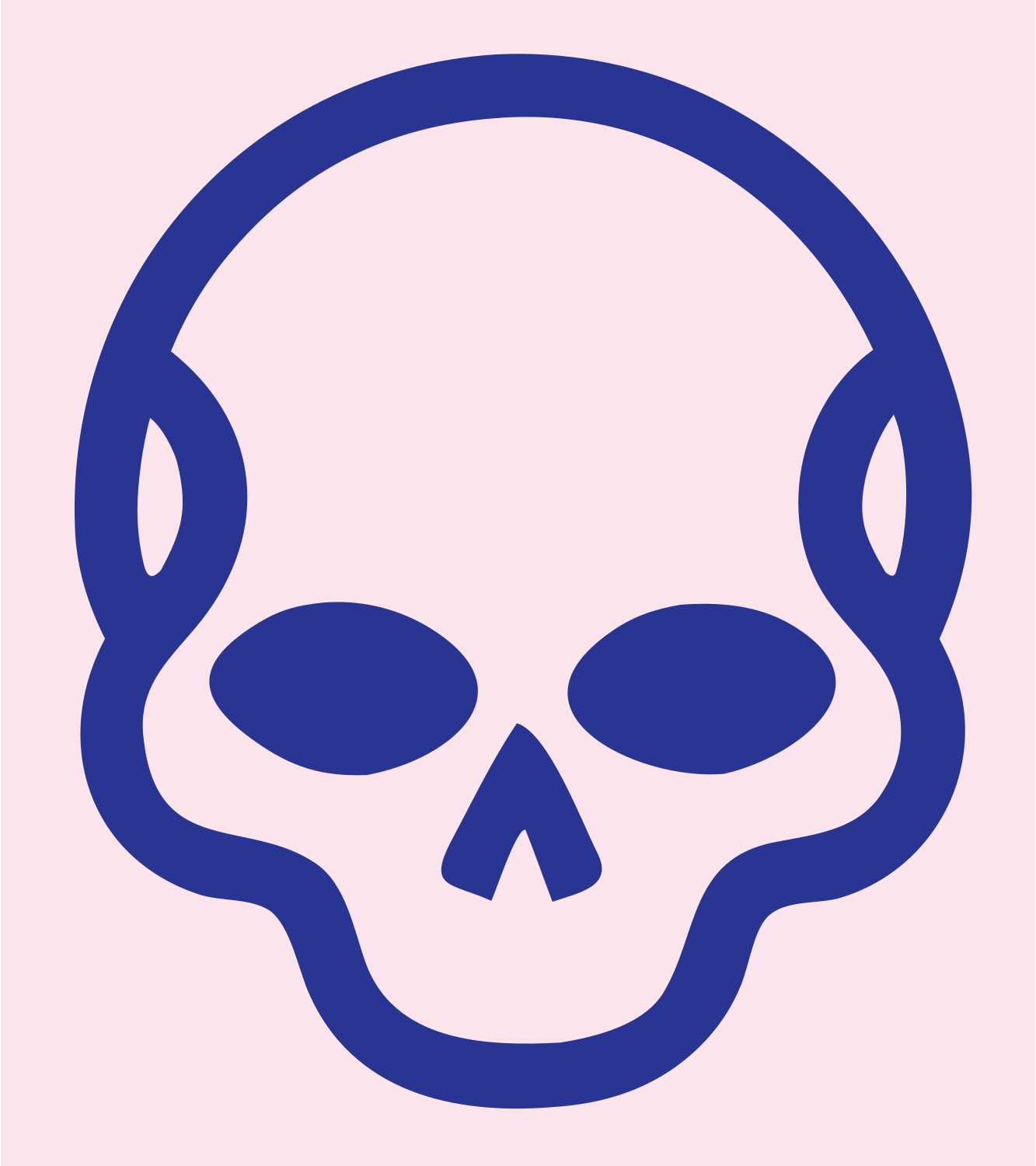 Monoline Skull Cranium Badge #fce4ec/#283593