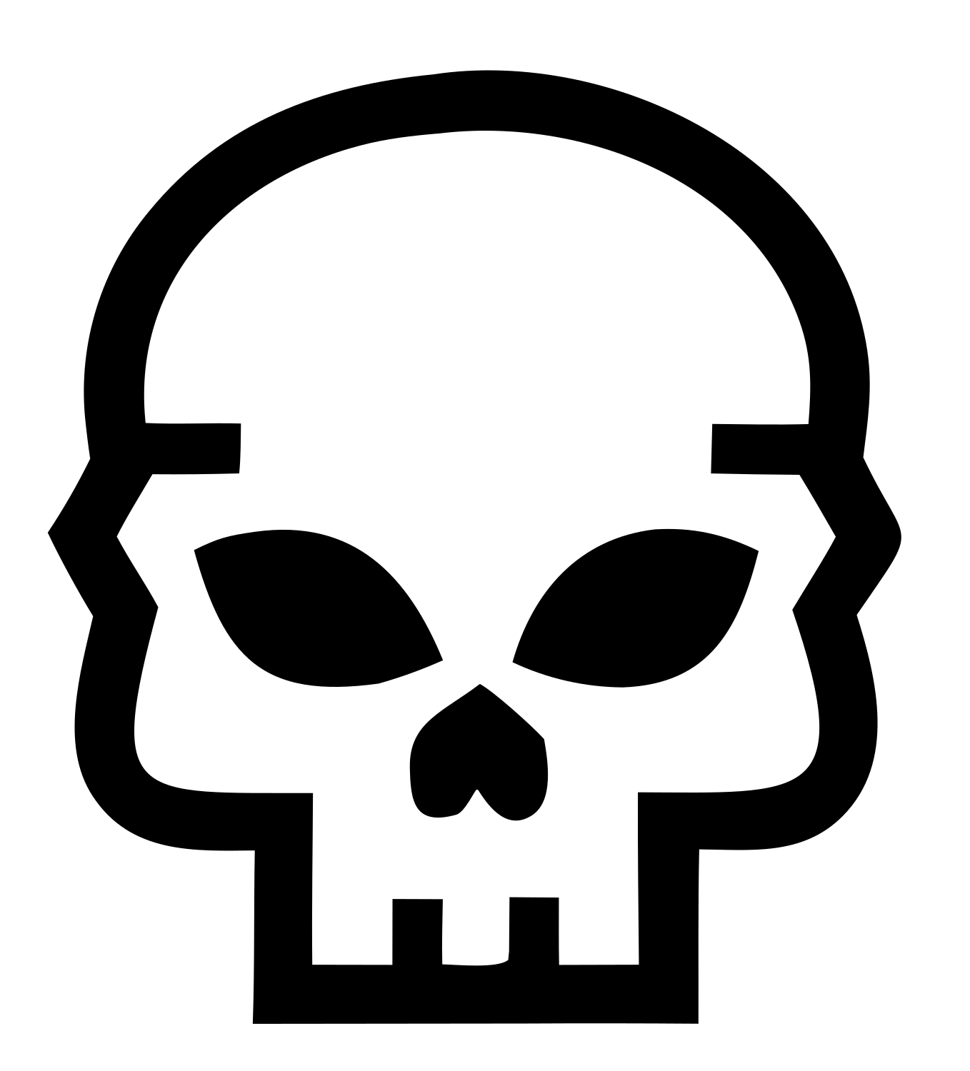 Monoline Skull Jawbone Mark #ffffff/#000000