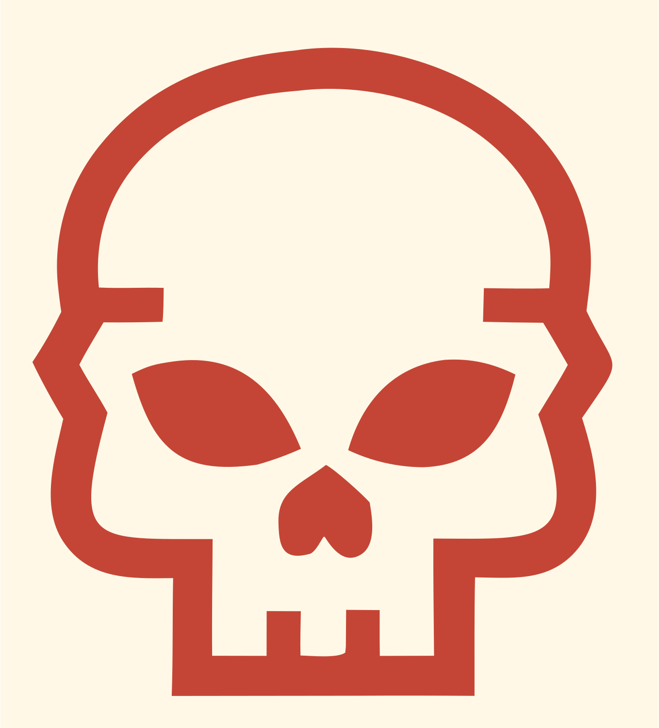 Monoline Skull Jawbone Mark #fff8e7/#c44536