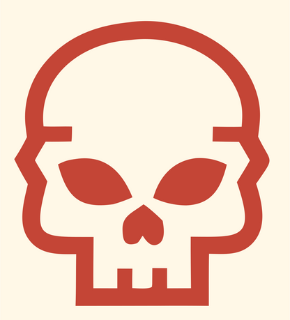 Monoline Skull Jawbone Mark #fff8e7/#c44536
