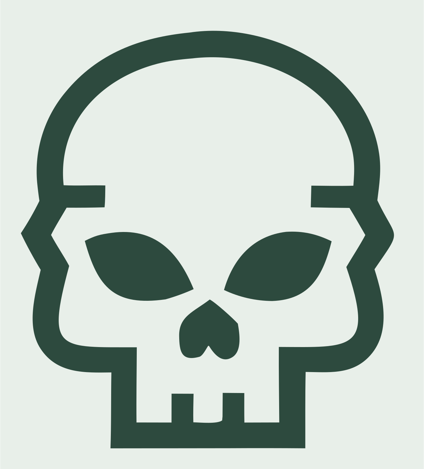 Monoline Skull Jawbone Mark #e8efe9/#2d4a3e