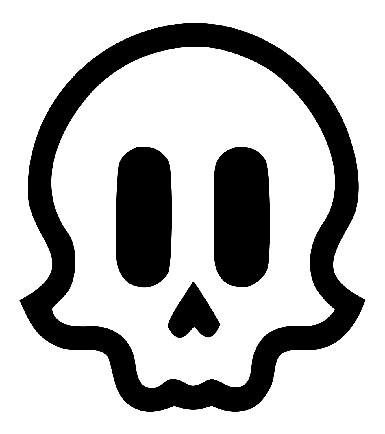 Cute Skull Monoline Icon #ffffff/#000000