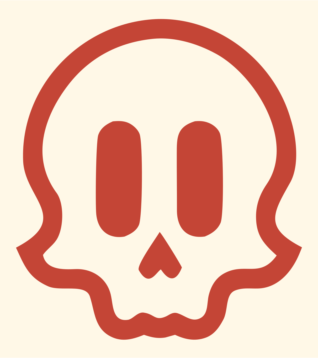 Cute Skull Monoline Icon #fff8e7/#c44536