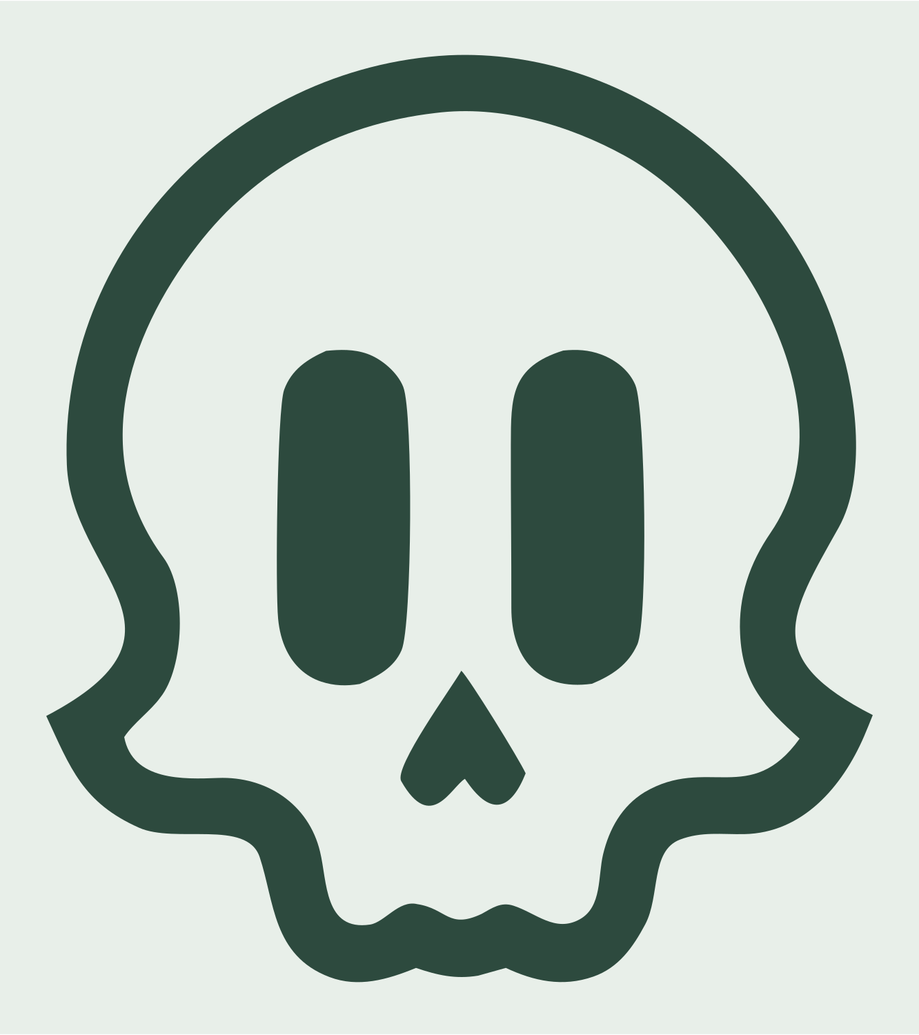 Cute Skull Monoline Icon #e8efe9/#2d4a3e