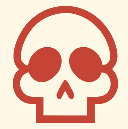 Monoline Skull Cheekbone Badge #fff8e7/#c44536