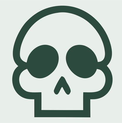 Monoline Skull Cheekbone Badge #e8efe9/#2d4a3e