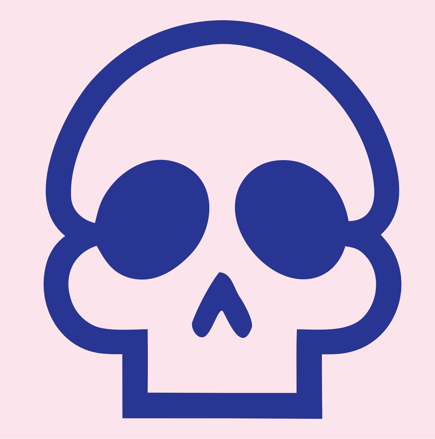 Monoline Skull Cheekbone Badge #fce4ec/#283593