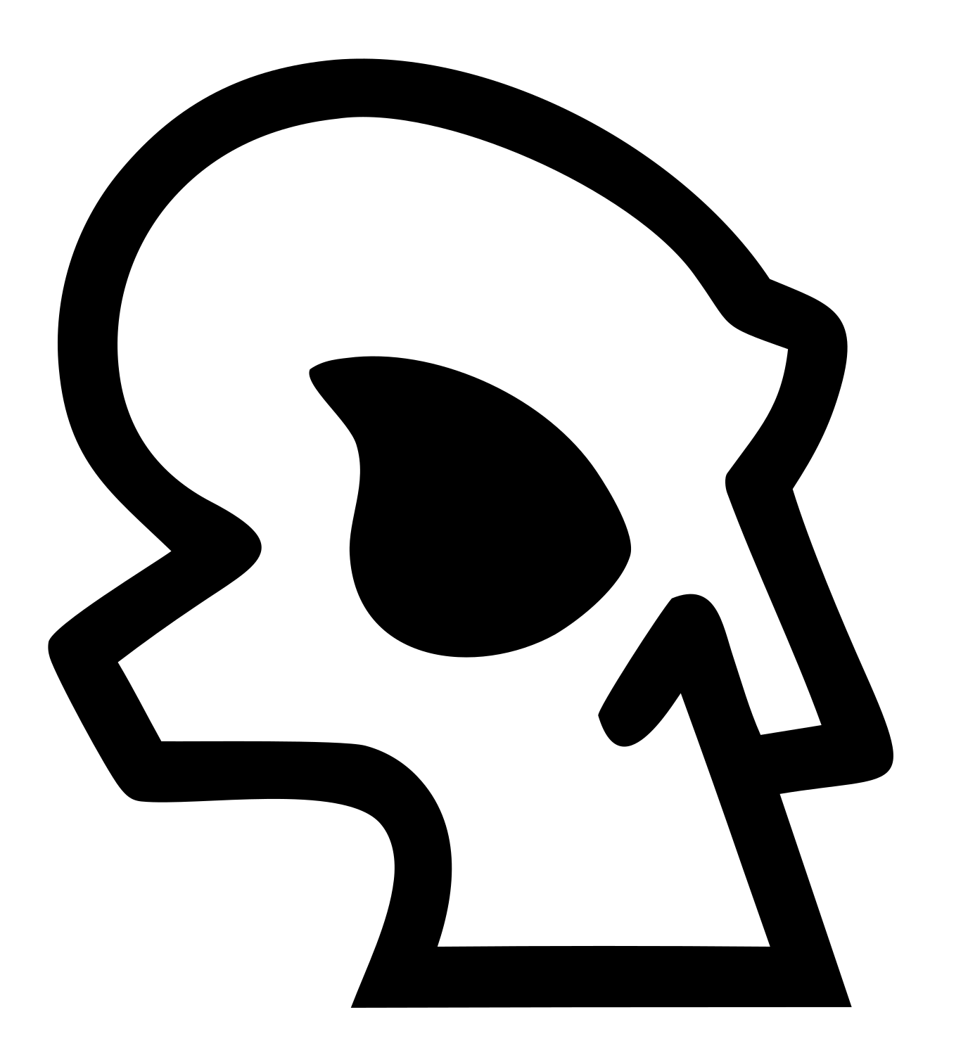 Monoline Skull Profile Logo #ffffff/#000000