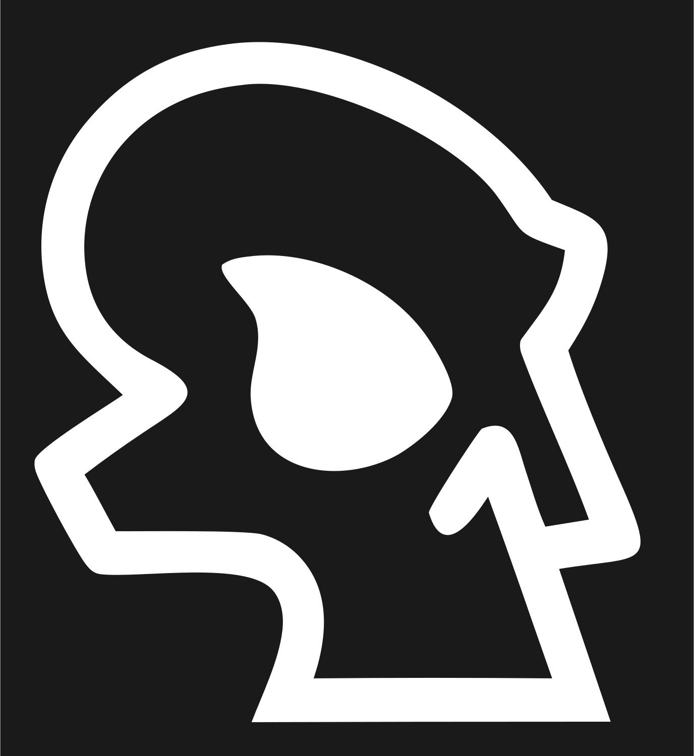 Monoline Skull Profile Logo #1a1a1a/#ffffff