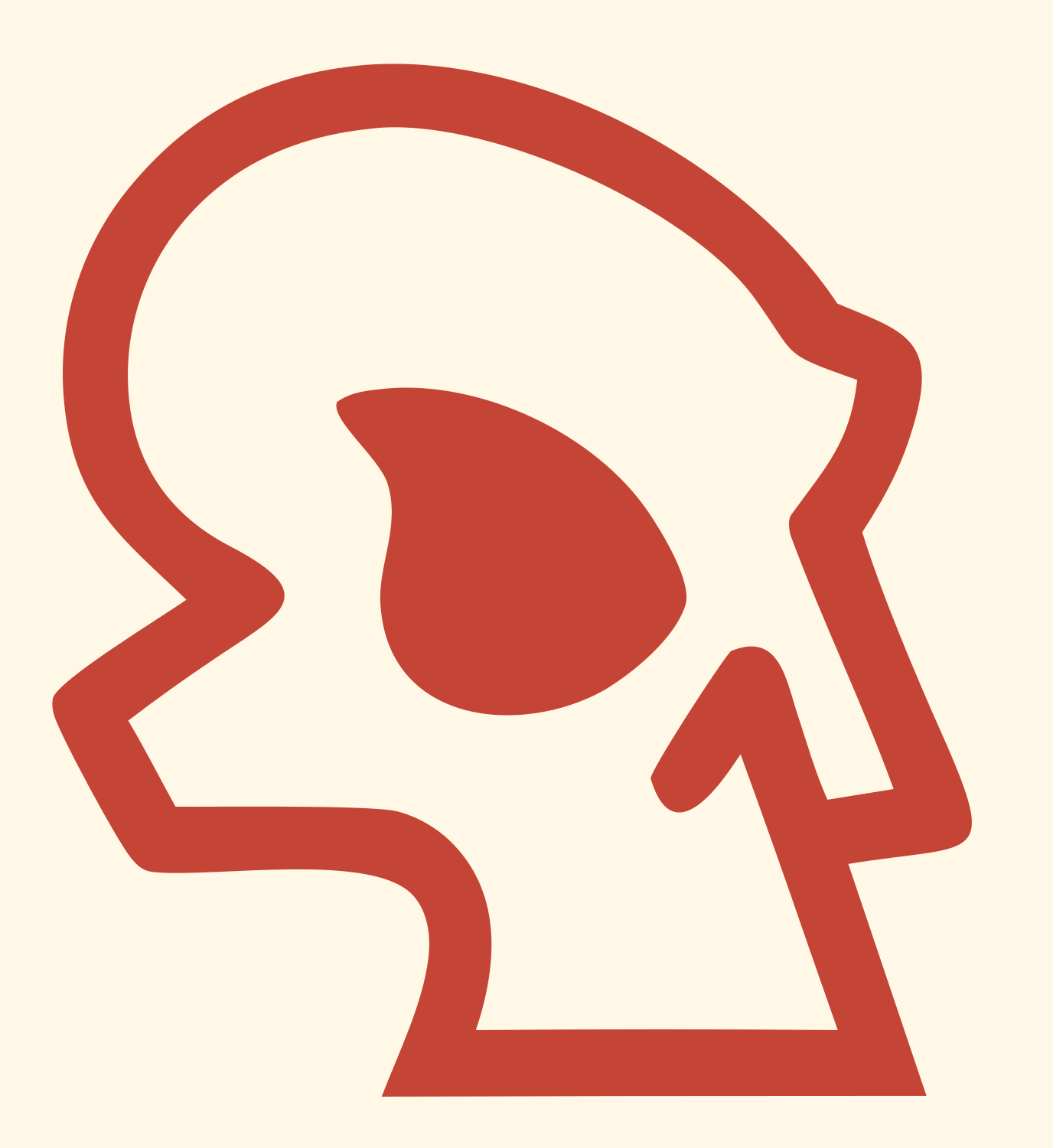 Monoline Skull Profile Logo #fff8e7/#c44536