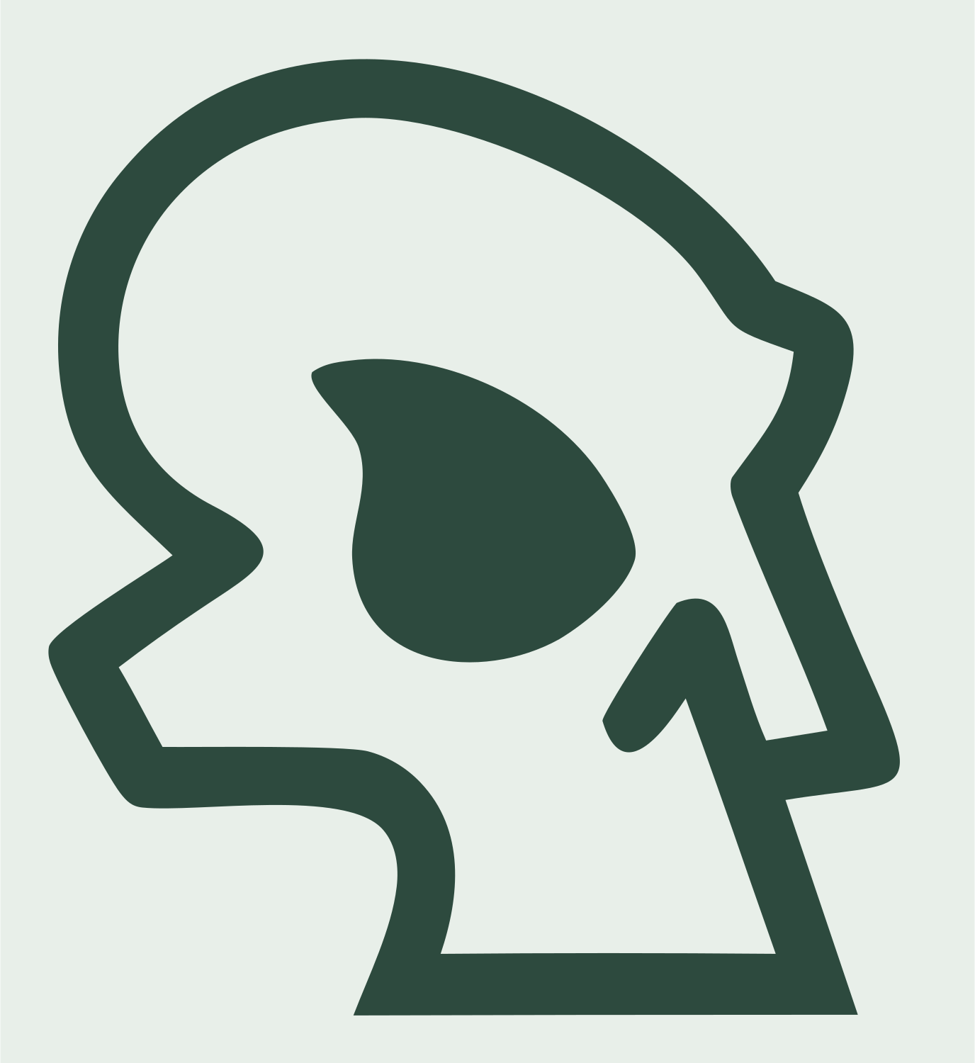 Monoline Skull Profile Logo #e8efe9/#2d4a3e