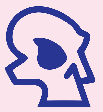 Monoline Skull Profile Logo #fce4ec/#283593