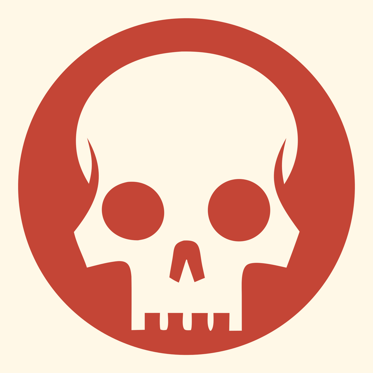 Skull Circle Badge #fff8e7/#c44536