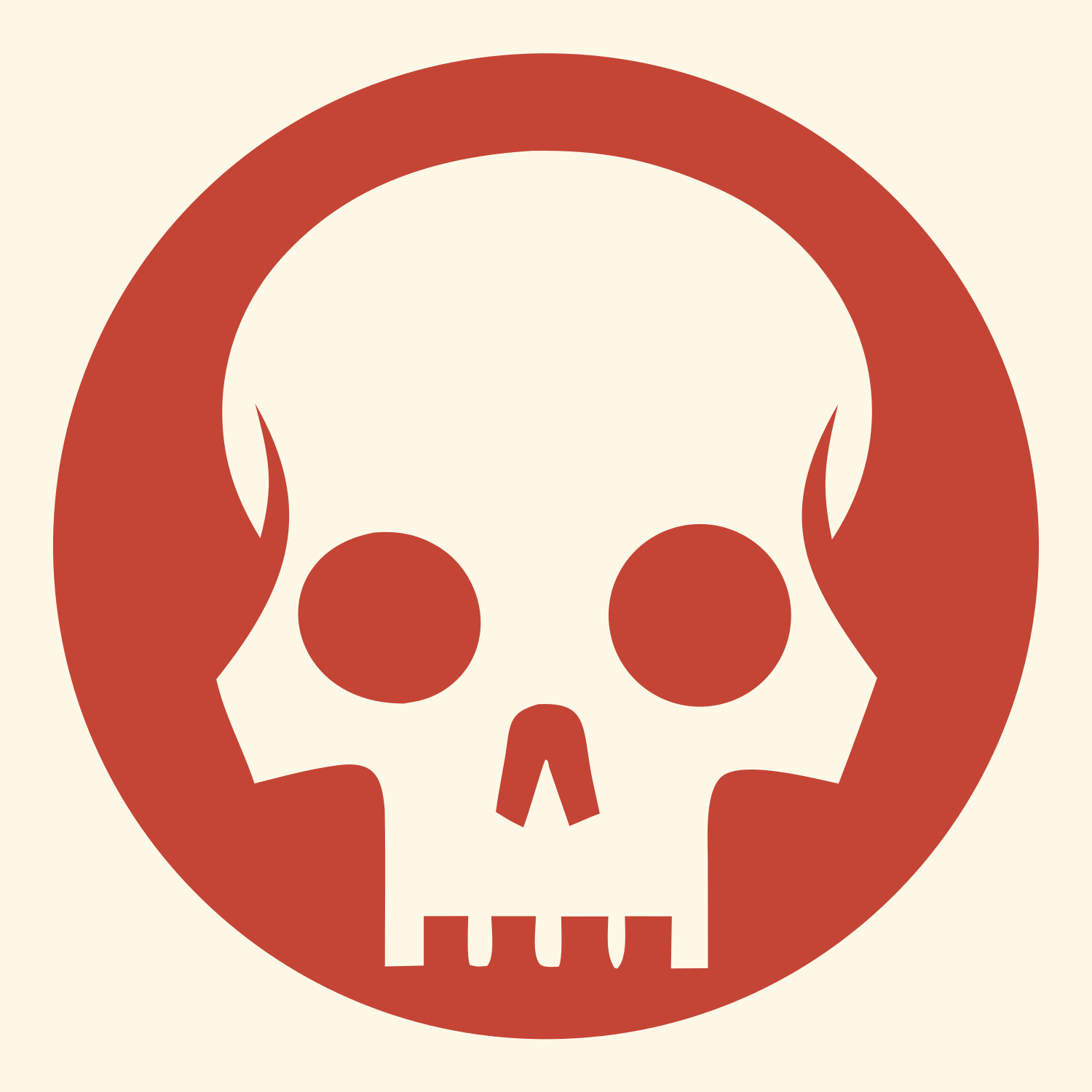 Skull Circle Badge #fff8e7/#c44536