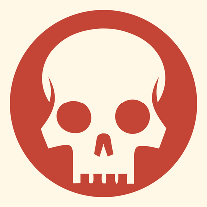 Skull Circle Badge #fff8e7/#c44536