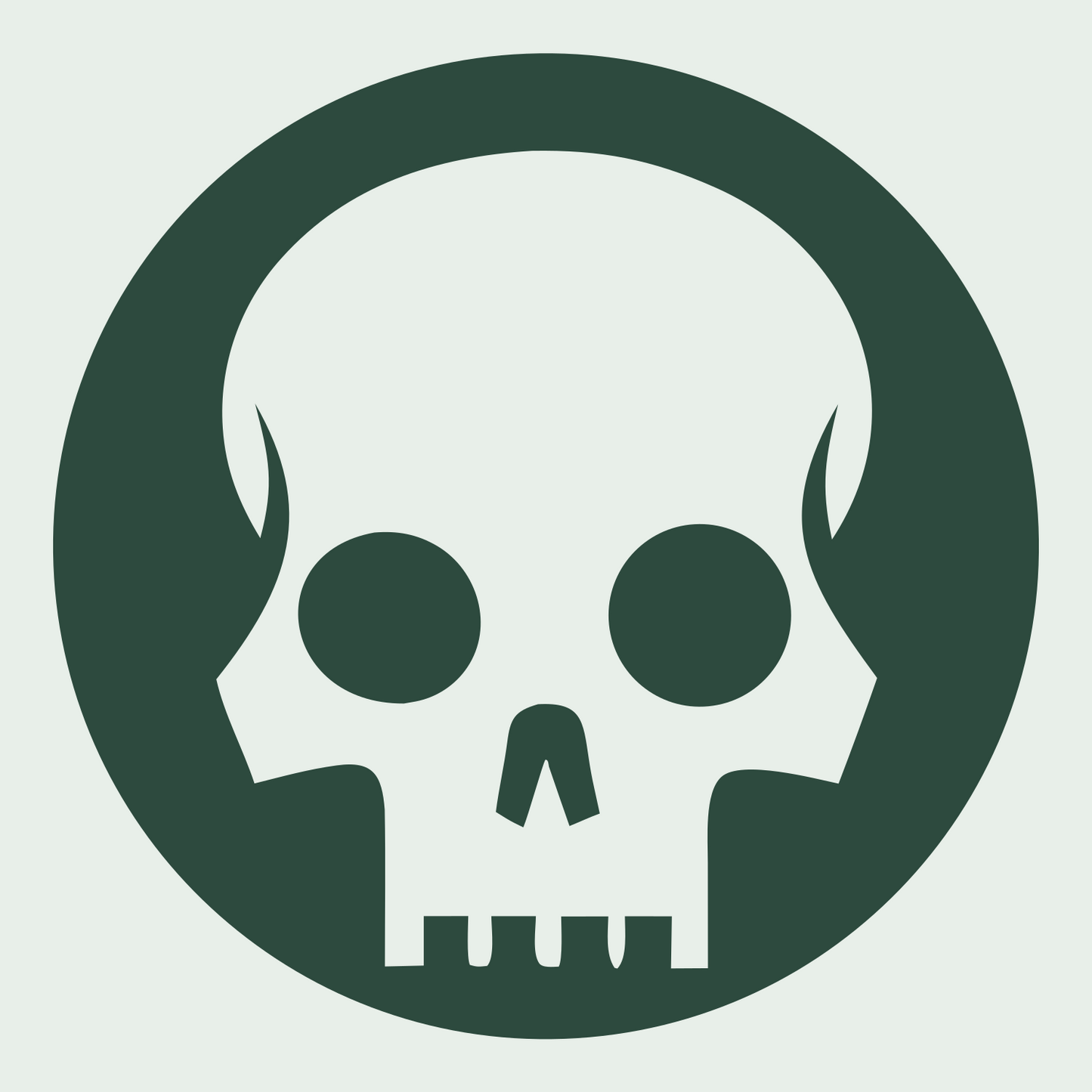 Skull Circle Badge #e8efe9/#2d4a3e