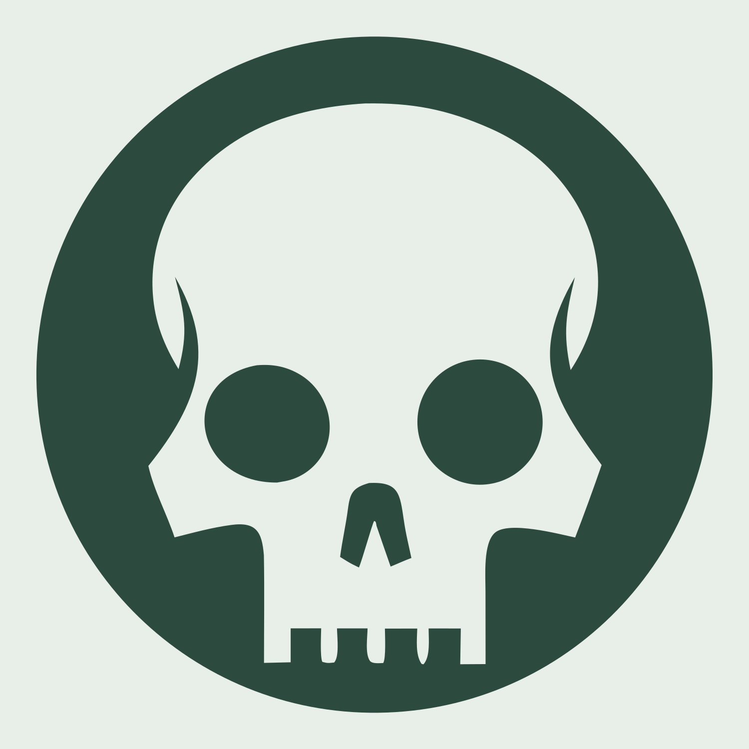 Skull Circle Badge #e8efe9/#2d4a3e
