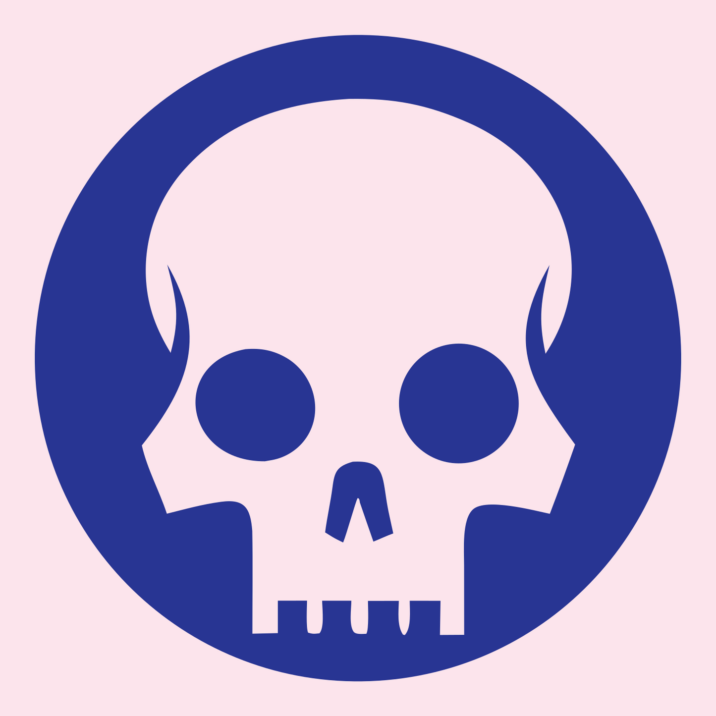 Skull Circle Badge #fce4ec/#283593