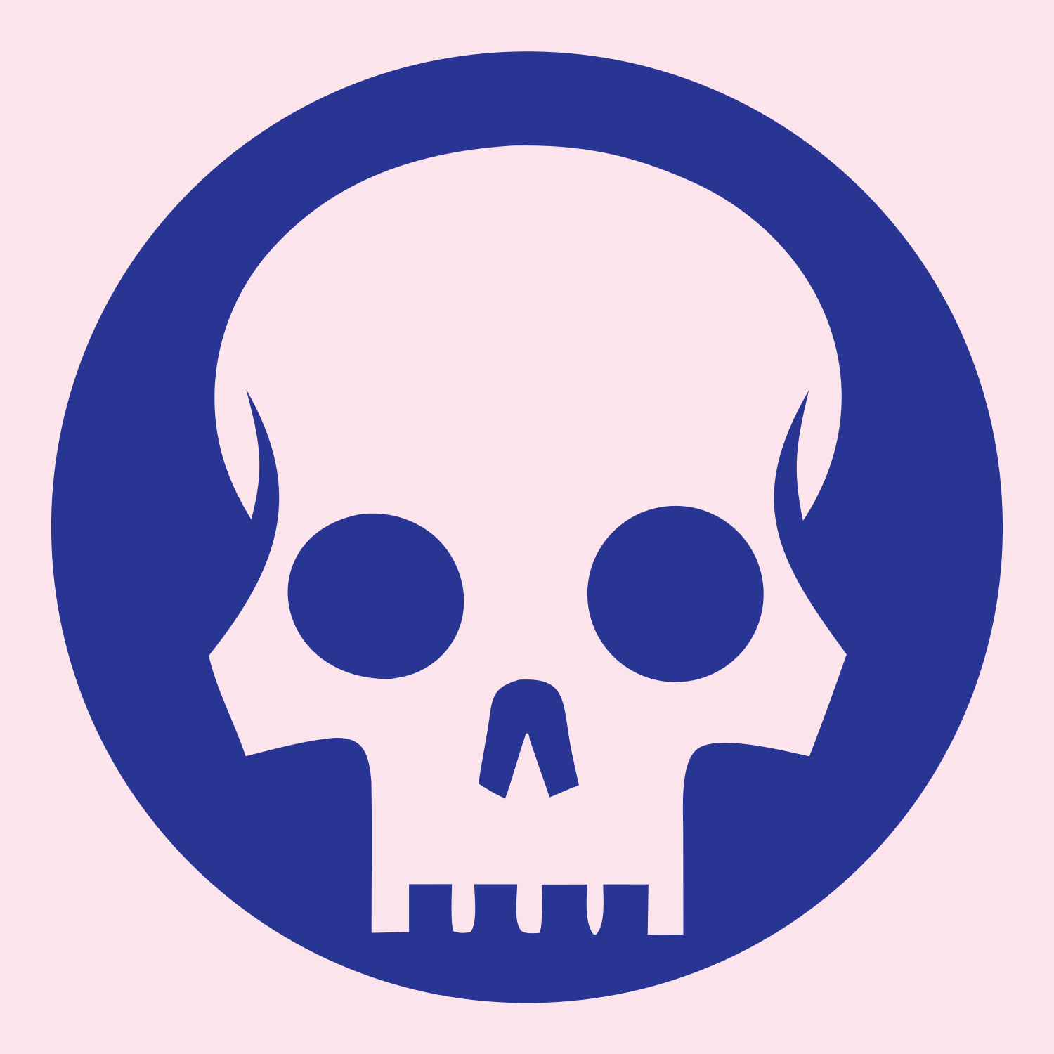 Skull Circle Badge #fce4ec/#283593
