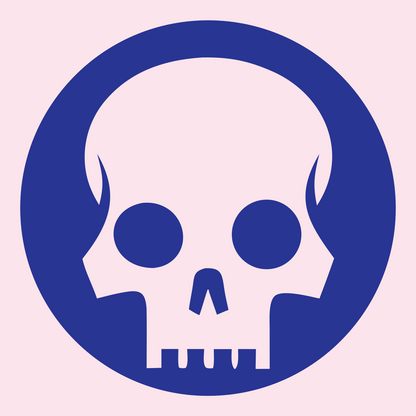 Skull Circle Badge #fce4ec/#283593