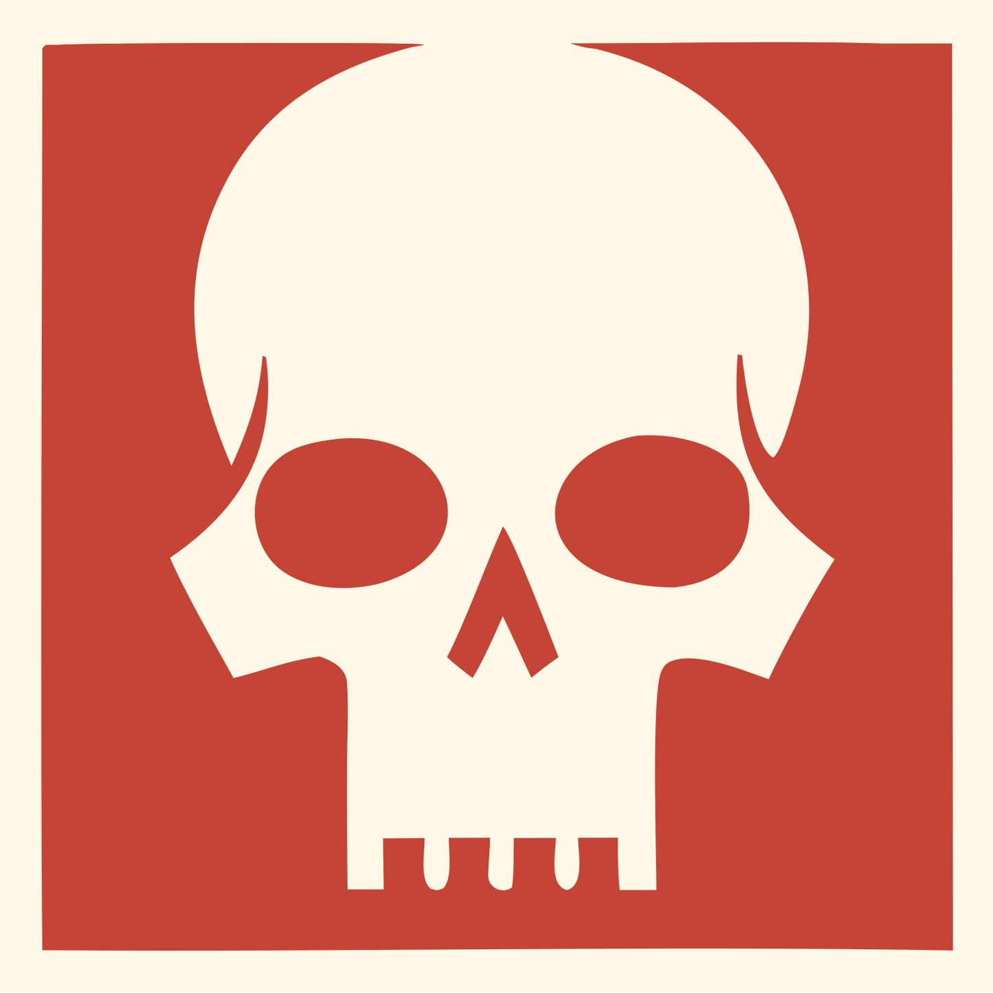 Skull Square Cutout Mark #fff8e7/#c44536