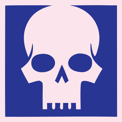 Skull Square Cutout Mark #fce4ec/#283593