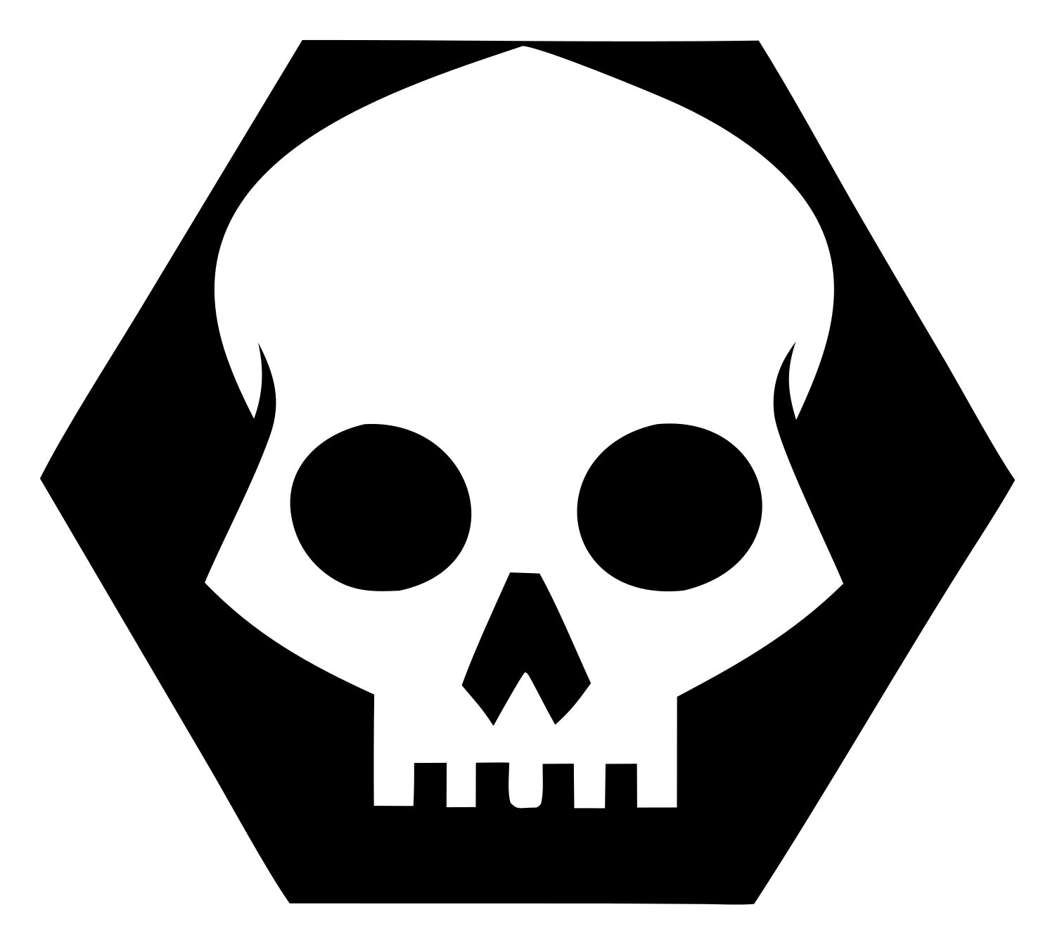 Skull Hexagon Badge #ffffff/#000000